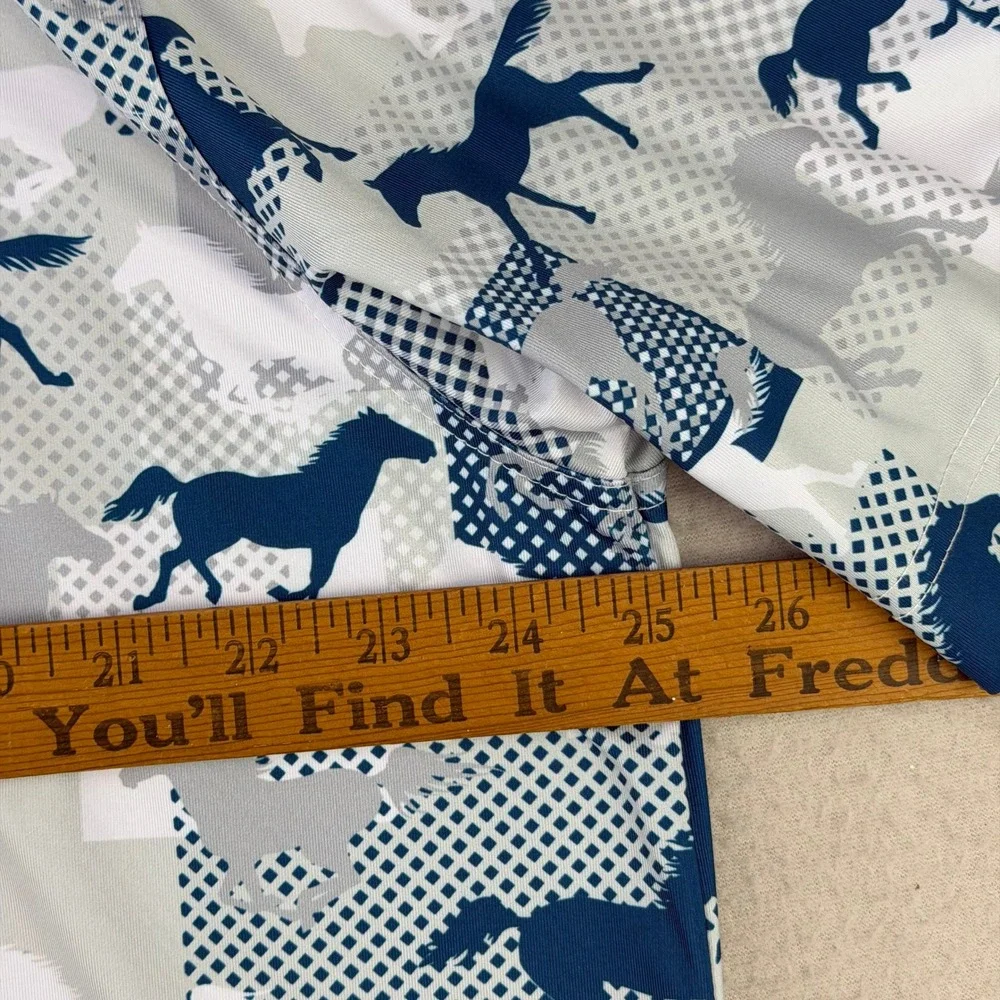 Waggle Kentucky Golf‎ Polo Shirt Mens 2XL Horse Print Performance Blue/White - Picture 7 of 9